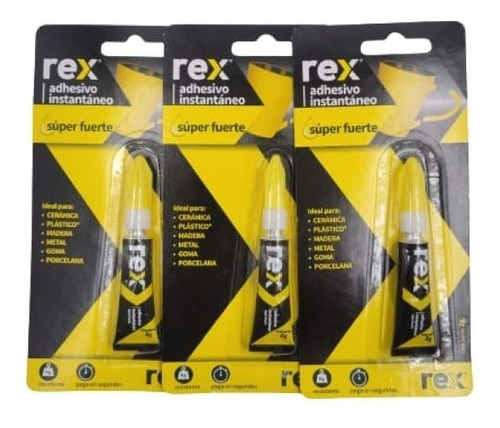 Adhesivo Instantáneo Rex, 2 Gr X 3 Unds Gotita Super Fuerte