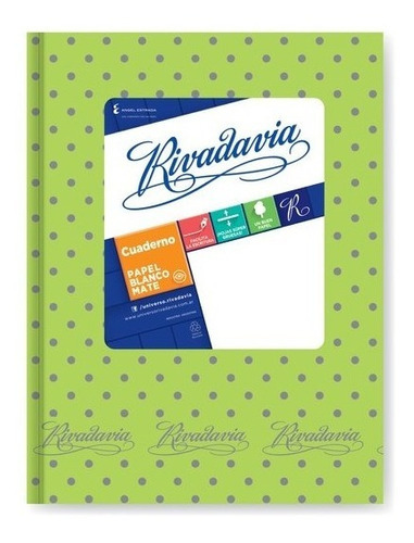 Cuaderno Rivadavia Tapa Carton Dura X50 Hojas Rayadas Lunar Color verde claro / gris plateado