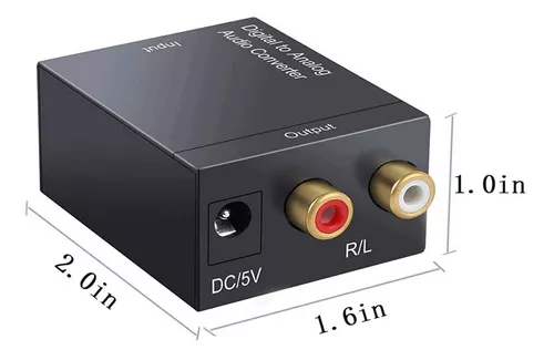 Convertidor de audio analógico a digital, R/L RCA 0.138 in AUX a Digital  Coaxial Toslink Adaptador de audio óptico con cable óptico, cable coaxial