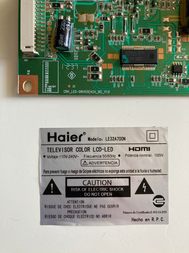 Tarjeta Placa Controlador Driver Televisor Haier Le32a700n