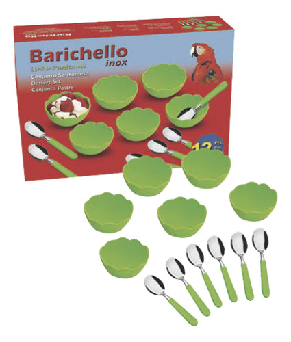 Jogo Sobremesa Plástico/inox 12pc Verde Barichello