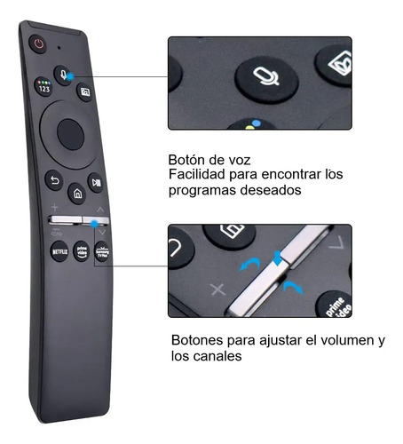 Control Remoto Para Cualquier Pantalla Samsung Smart Tv Netflix Con Comando De Voz Con Funda Y Pilas Varmi