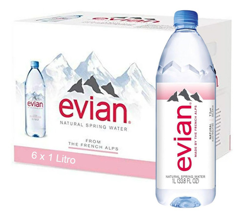 Kit Com 6un Água Mineral S/ Gás Francesa Evian Pet 1 Litro