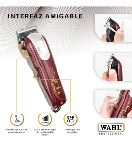 Cortadora de pelo Wahl Professional 5 Star Cordless Magic Clip 8148 plateada y roja 120V
