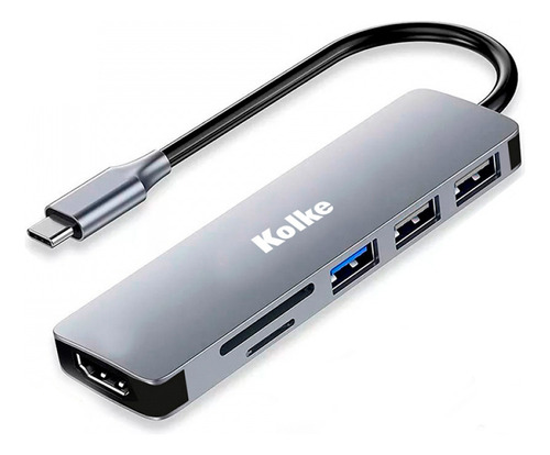 Hub Usb C Adaptador Kolke 6 En 1 Mac Windows Usb 3.0 Hdmi 4k