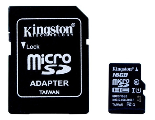 Tarjeta De Memoria Kingston Micro Sd 16gb Clase 10 Adap Sd
