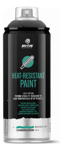 Pintura en aerosol Pro Mtn negra resistente al calor de 400 ml