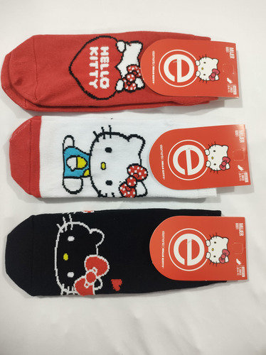 Pack X 12 Medias Soquetes Hello Kitty Elemento 35/40 Algodón Colores Surtidos Hello Kitty 35/40