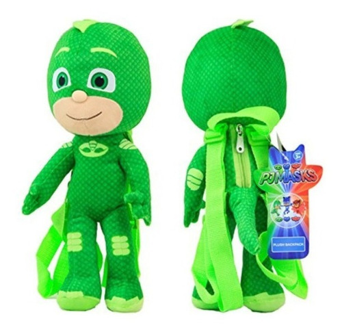 Mochila Peluche Pj Mask Gecko Verde Infantil Niñxs
