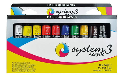 Set 10 Acrílicos En Tubos De 22 Ml - Daler Rowney System 3