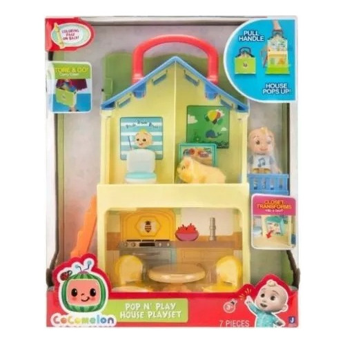 Imagen 4 de 5 de Cocomelon Casa Pop Familiar 2 Figuras + Accesorios Valija Ed