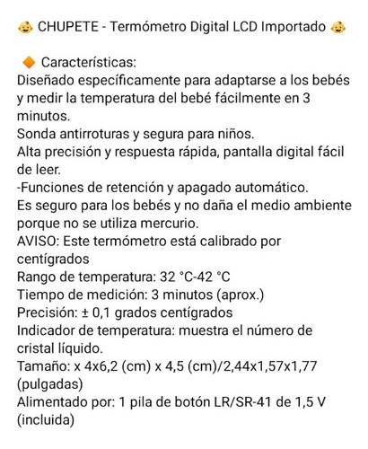 Imagen 2 de 2 de Chupete Termómetro Digital