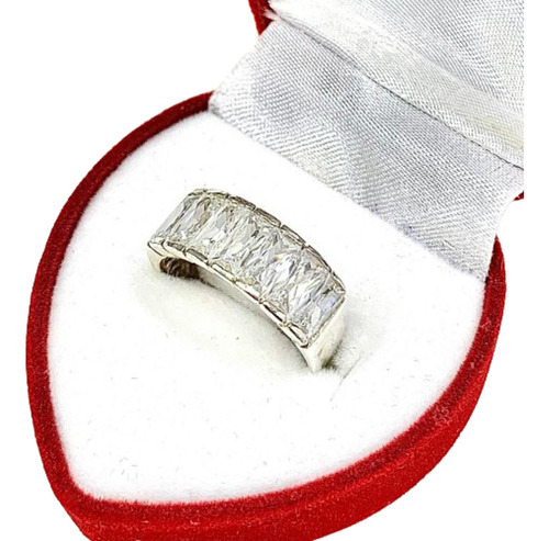 Anillo Medio Sin Fin Con Baguettes Blancos Plata 925 Ap 306