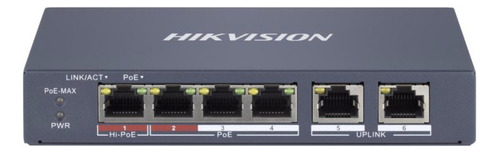 Switch Hikvision 4p Poe Smart 2uplink 60w Ds-3e1106hp-ei