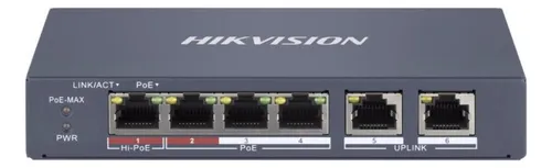 comprar Switch Hikvision 4p Poe Smart 2uplink 60w Ds-3e1106hp-ei
