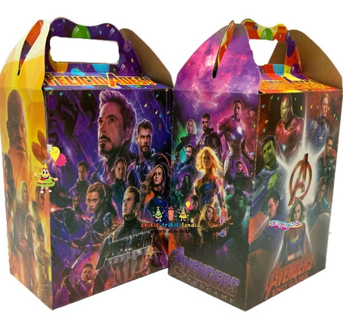 25 Cajitas Dulceros Fiesta Recuerdo Bolo Compatible Avengers