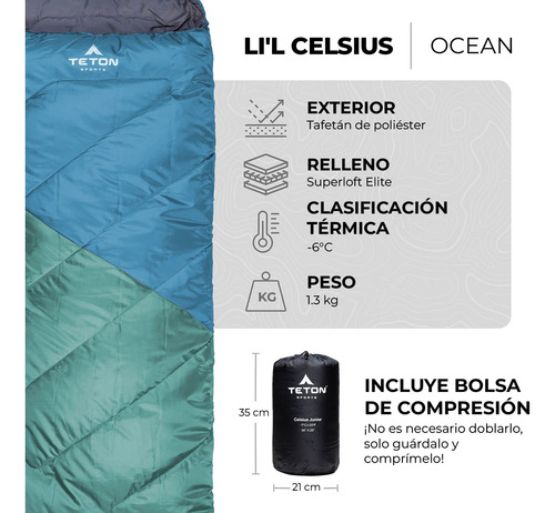 Sleeping Lil Celsius 20°f (-7°c) 1.70m Teton Sports