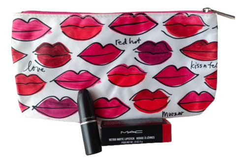 Mac Retro Matte Lipstick Ruby Woo + Cosmetiquera Ed Limitada