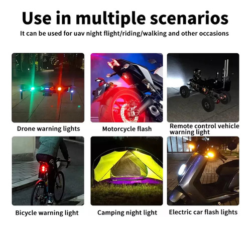 2pz Estrobo Luces Led Recargable Auto Moto Bici Drones