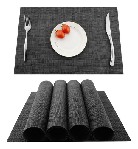 4 Mantel Individual Lavabl Para Mesa Comedor Pvc Color