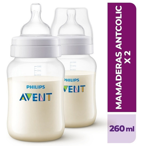 Imagen 3 de 5 de Set Mamadera Avent Classic 260ml X2