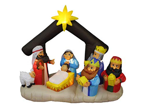 6 Pies Inflable De Navidad Belén Con Los Tres Reyes Del Part