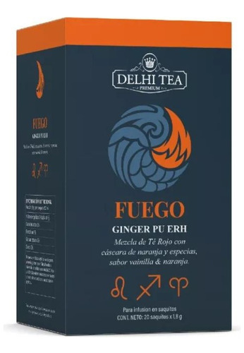 Te Delhi Tea 4 Elementos 20 Saq Fuego Ginger Pu Erh 3 Cajas