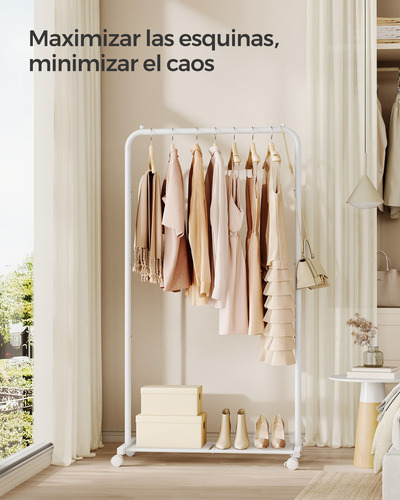Songmics Perchero De Ropa Burro Con Ruedas 40.5 X 74 X 158 C Color Blanco