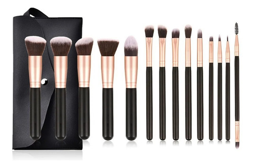 Imagen 1 de 6 de Pinceles Maquillaje Set 14 Brochas Rostro Ojos Con Estuche