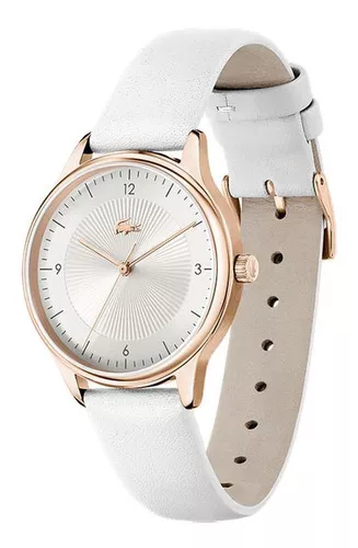 Reloj Lacoste Mujer Cuero 2001232 Crocorigin Color de la correa Blanco  Color del bisel Plateado Color del fondo Rosa