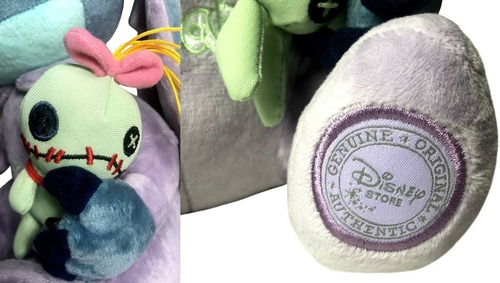 Imagem 4 de 5 de Boneco Pelúcia Stitch Baby Pijama Lilás E Xepa Scrum Disney