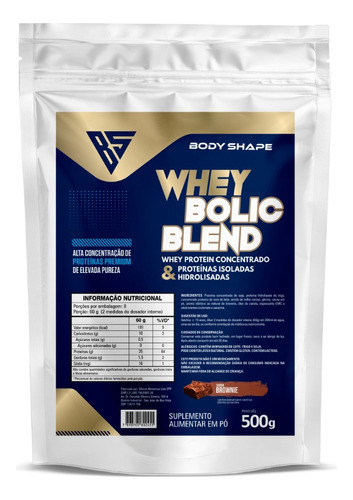 Whey Protein Bolic Refil 500g - Body Shape Sabor Brownie
