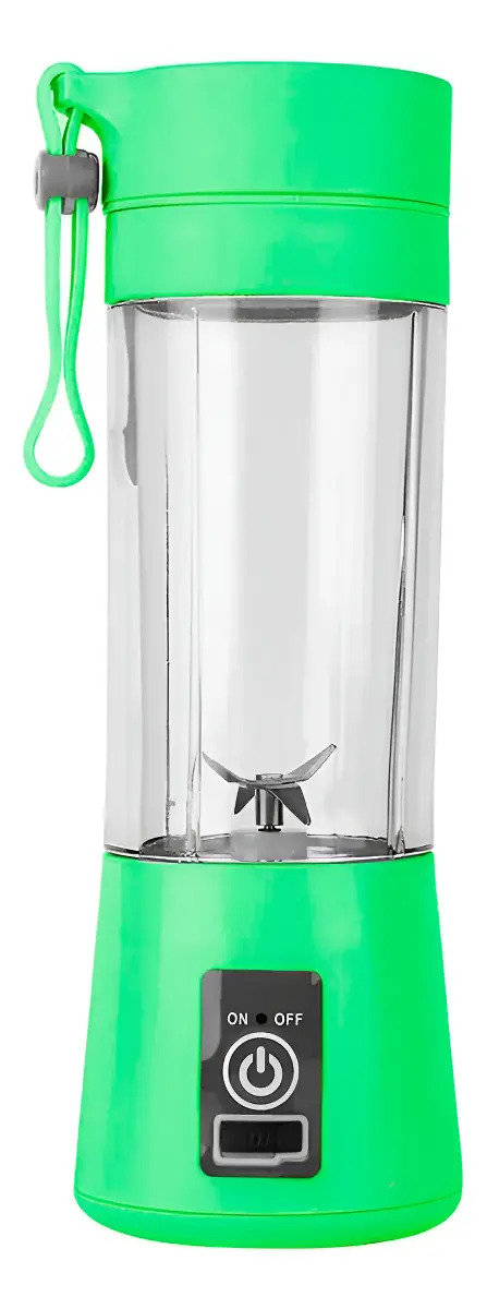 Mini Liquidificador Portátil YBF Recarregável USB, Verde – 6 Lâminas e 380ml
