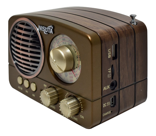 Radio Nisuta Ns-rv14 Diseño Retro Vintage Bluetooth