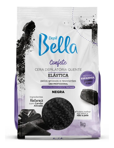 03 Cera Depilatória Confete Elástica Negra Depil Bella 1kg