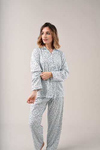 Pijama Algodón 100% Abotonado Bolsillo Ropa D Dormir Lumiere