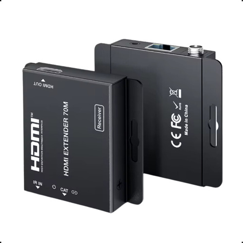Extensor Hdmi 4k Rj45 Transmissão 70m Full Hd Controle Ir