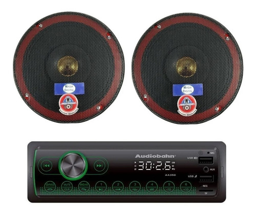 Autoestereo Bluetooth Audiobah Usb Fm Sd + 2 Bocinas 6.5puLG