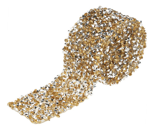 Rollo De Malla De Cinta Amarilla Con Diamantes De Imitación