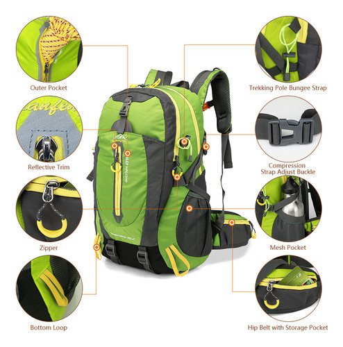 Mochila De Viaje Resistente Al Agua Camp Hike L De 40 Litros