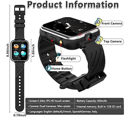 Reloj Inteligente P/niños Ovv De 3-12 Años - Negro