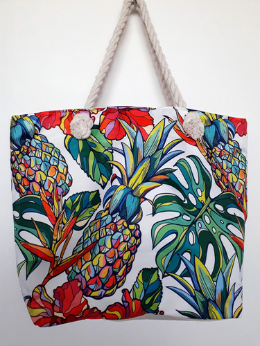 Tote  Bolso Playero  Grande De Tela Estampado