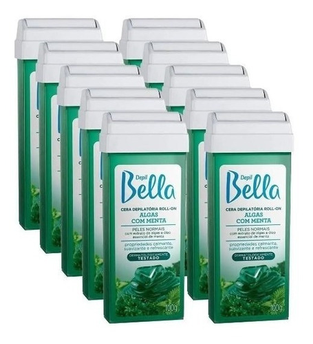 Kit 10 Cera Rolon Depilação Depil Bella Algas Com Menta