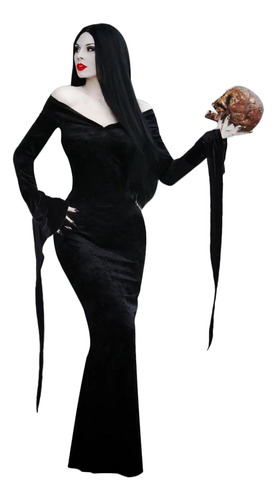 Vestido De Morticia Addams Para Mujer, Disfraces De Talla Gr