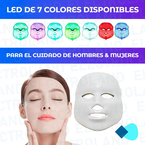 Imagen 6 de 10 de Mascara Fototerapia Facial Tratatamiento 7 Colores 192 Led