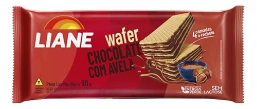 Biscoito Wafer Chocolate Com Avelã Sem Lactose 90g - Liane