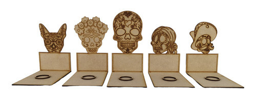 Porta Velas Altar Personalizado Ofrenda Dia Muertos Mdf 5pzs