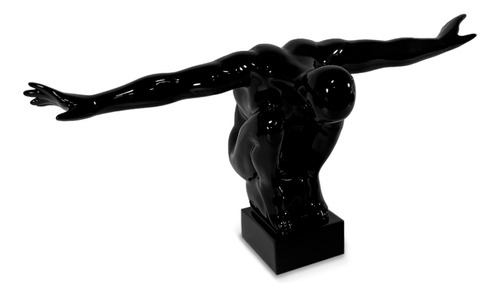 Adorno Deco Escultura Minimalista Atleta En Equilibrio Negro