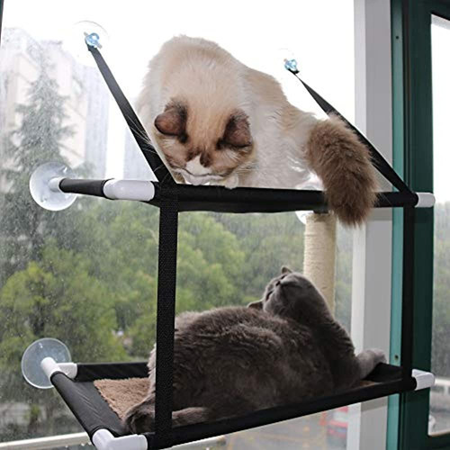Tumbona para gatos Pfotenolymp® Premium Percha de ventana para gatos Camilla de ventana Camilla de gato para el alféizar de la ventana Cojín de rascado para gatos en la ventana Asiento 