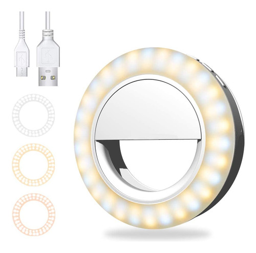 Selfie Ring Light Recargable 600mah Clip 60 Led Circle ...